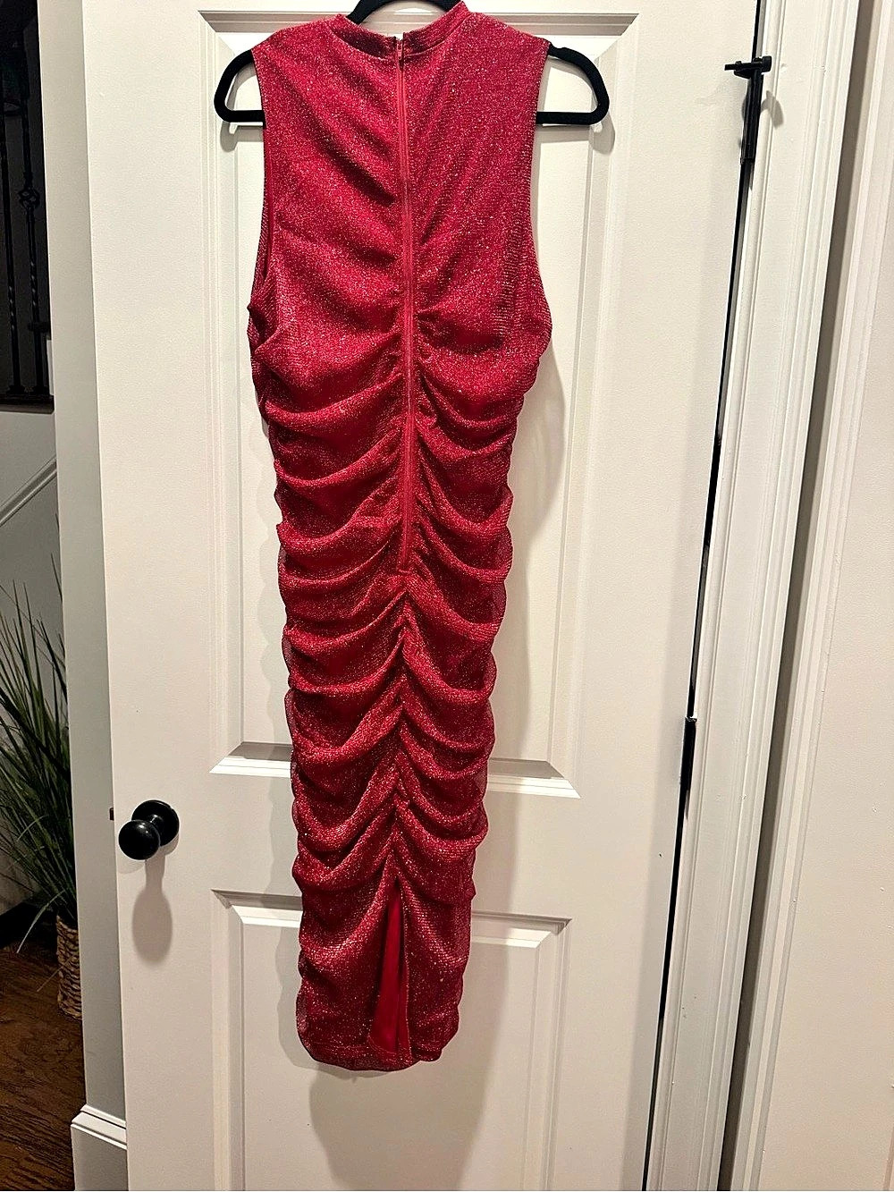Fashion Nova Ruched Midi Dress in Red Size 2X - Picture 3 of 4